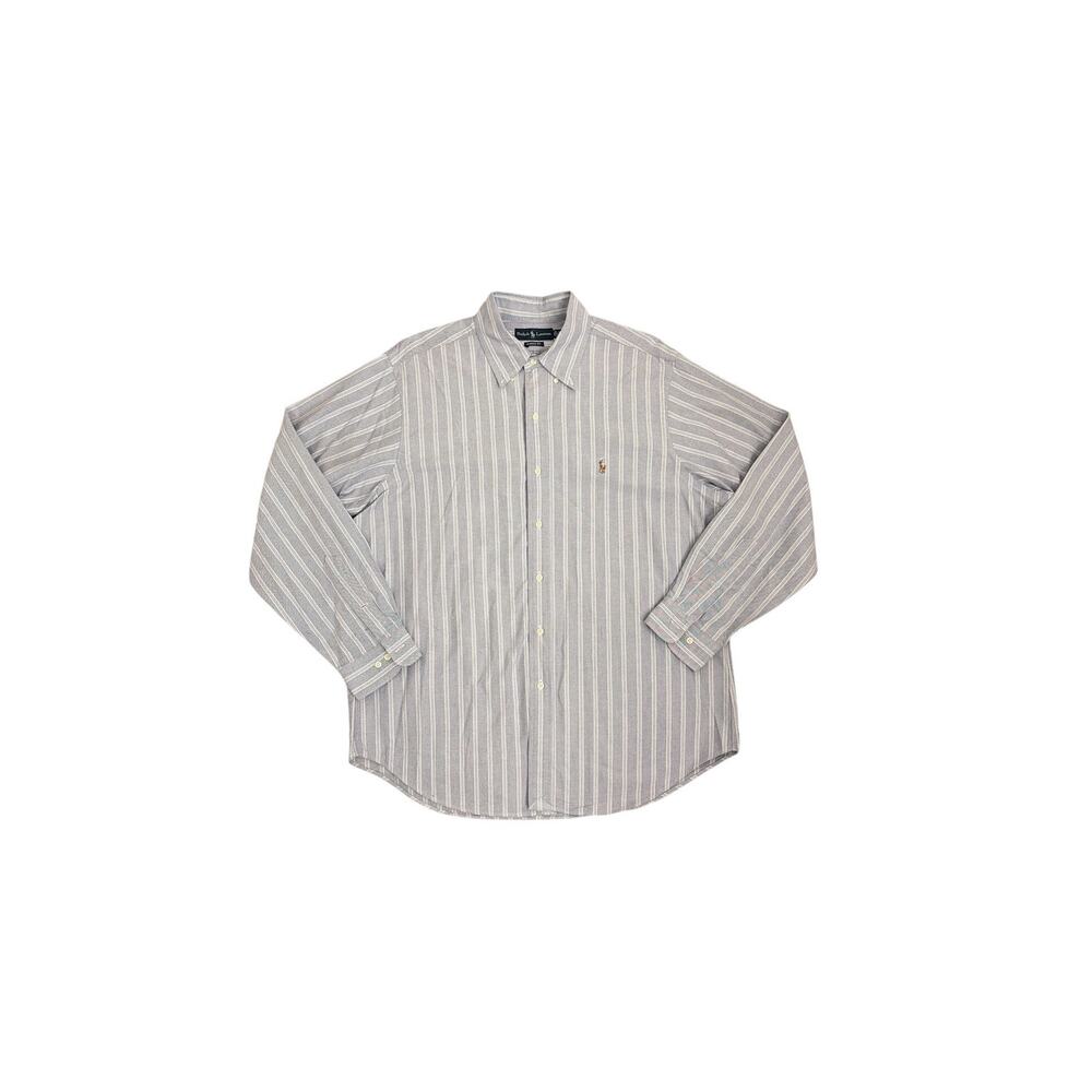 Ralph Lauren Classic Fit Long Sleeve Button Down Blue Stripe Shirt 16.5